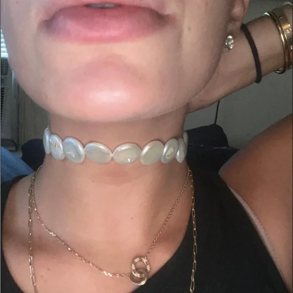 Coin pearl choker necklace adjustable with sterling silver fixtures custom - Picture 4 of 4